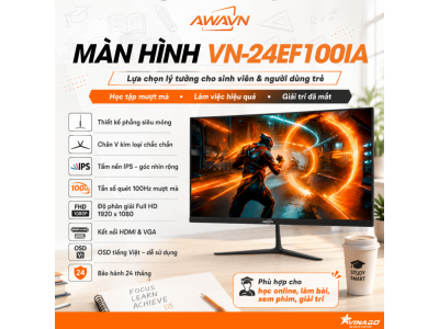 Màn hình AWAVN VN-24EF100IA – 23.8 inch FHD IPS 100Hz, thiết kế chân V kim loại hiện đại, bảo hành 2 năm