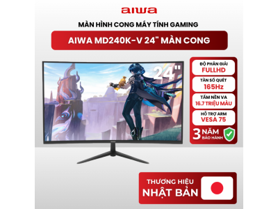 Màn hình máy tính Aiwa 24inch VA FullHD 165Hz - Màn hình cong - MD240K-V - Màu sắc sống động, hiển thị chân thật