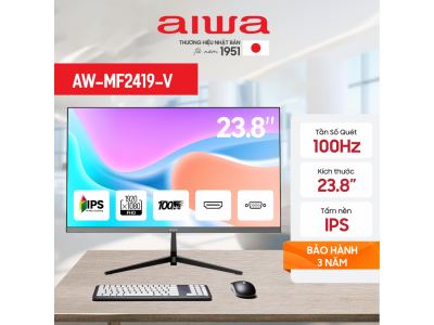 Màn Hình AIWA AW-MF2419-V Full HD 1080P, Màn 24inch, IPS, 100Hz, 5Ms - Chân V, Bảo hành 36 Tháng